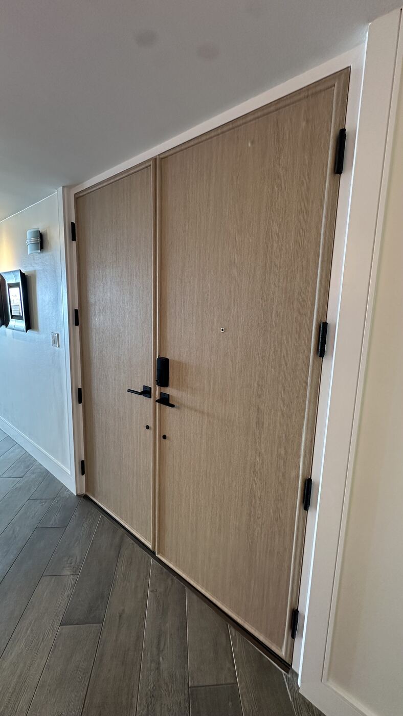 Entry door after Bodaq wood-grain wrap